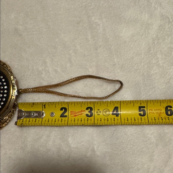 Gold Mesh & Rhinestones Compact Wristlet Purse